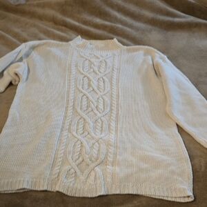 Cozy Cable Knit Turtleneck Sweater - Cream